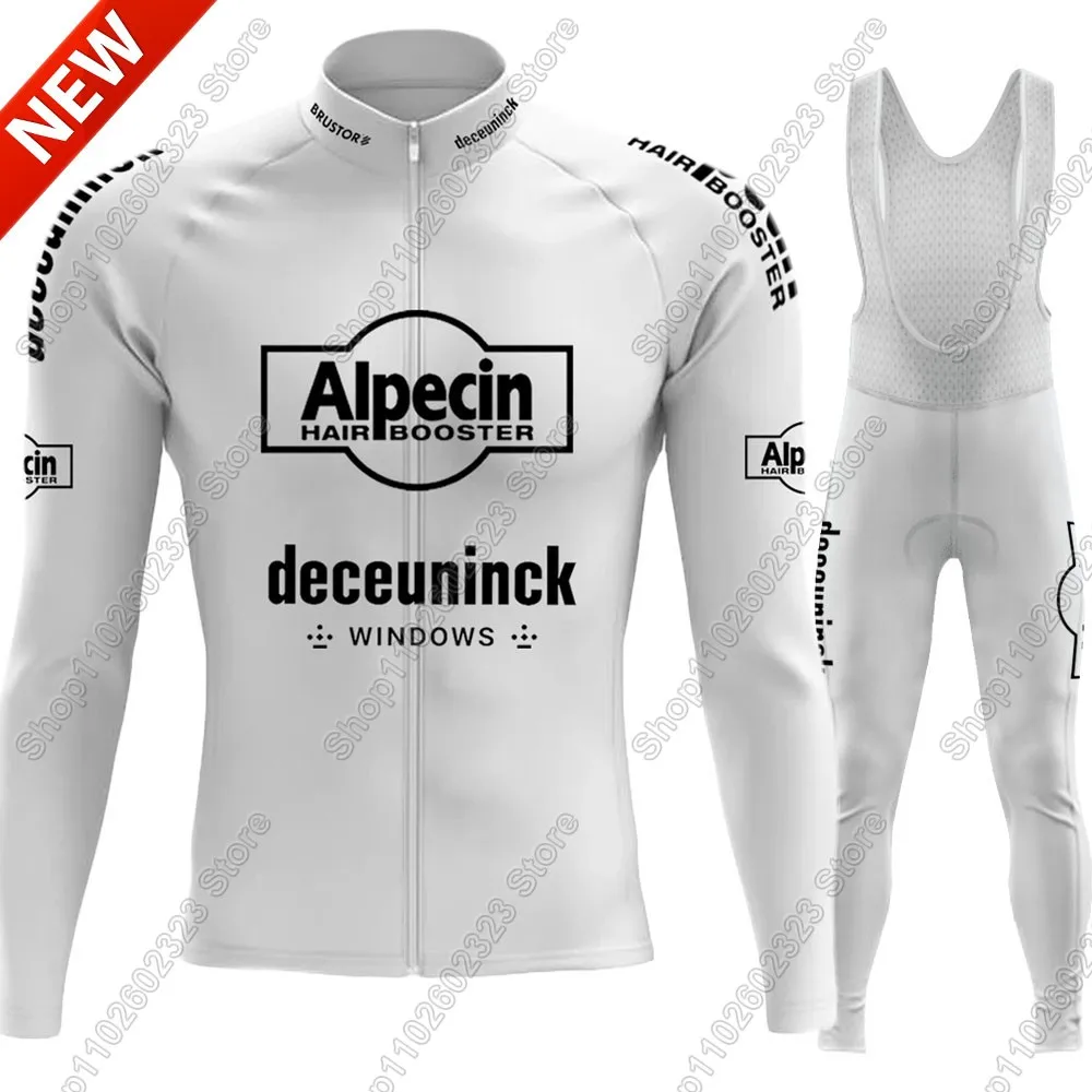 

Белый комплект Alpecin Deceuninck 2025 для велоспорта, летняя зимняя одежда, костюм, мужские брюки с длинными рукавами для горного велосипеда, дорожные брюки, нагрудник Ropa