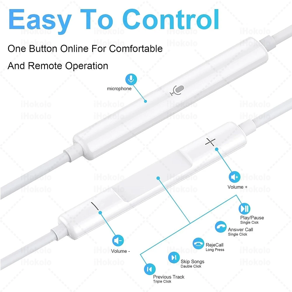 الأصلي سماعات لابل آيفون 17 16 15 برو ماكس 14 13 12 11 USB-C البرق 3.5 مللي متر السلكية سماعة X 6 7 8 ملحقات الهاتف