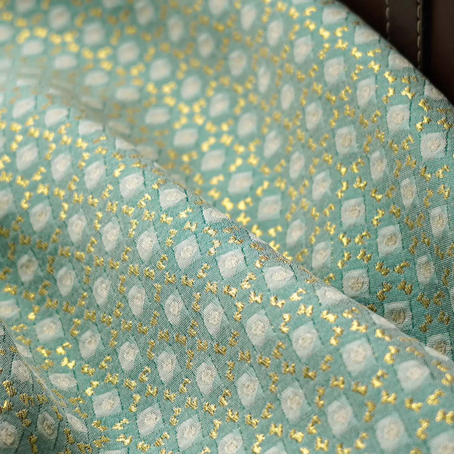 

Gold Silk Geometric Relief Jacquard Fabric Simple Dress Skirt Bag Pillow Cover Decorative Sewing Fabric