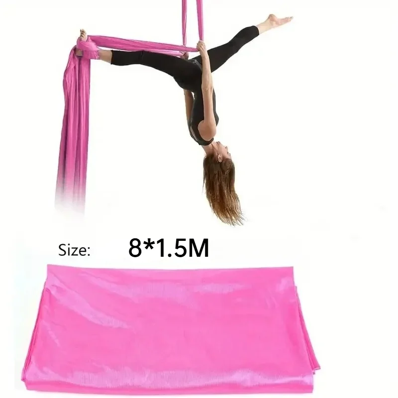 8x1.5M Low Stretch Aerial Yoga Silks Kit, Aerial Hammock Trapeze Inversion Set with 3 In 1 Hardware, Figure 8 Carabiner & Swivel