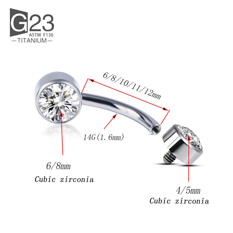 G23 Titanium Belly Button Rings Navel Ring Zircon Drop Dangle Body Belly Piercing Jewelry For Women Ombligo Navel Nombr Rings