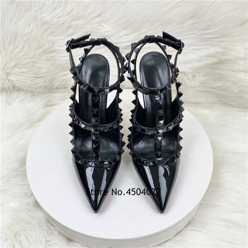 Zapatos de tacón alto con punta estrecha para mujer, calzado Sexy de lujo, color negro, envío gratis