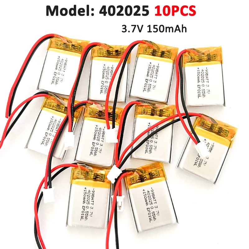 10 Uds 402025 3,7 V Li Po batería 150mAh baterías de polímero de litio para Walkman Mp3 auriculares Bluetooth reloj inteligente celda recargable