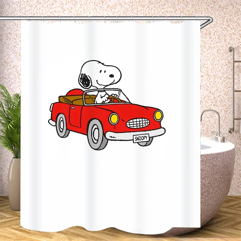 Snoopy Shower Curtain Anime Cartoon Bathroom Accessories Cute Shower Curtain Bathroom Waterproof and Anti-corrosion