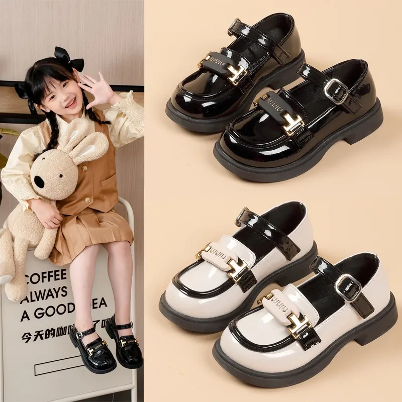 Children\'s Shoes 2024 Spring Autumn New Black Little Girl Single Shoes Girls Soft Soled Princess Shoes Big Children