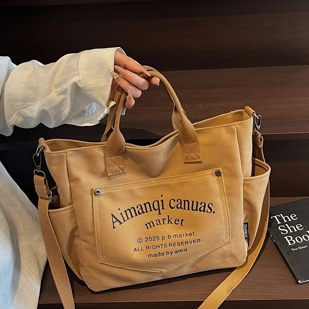 Umhängetasche für den täglichen Gebrauch, Tragetasche, Umhängetasche, Originaldesign, Tasche aus verstärktem Canvas, Nischenserie, lässiger Stil, Stofftasche. – Detail 9