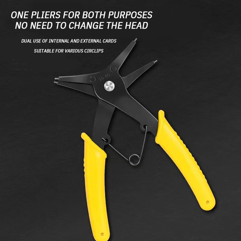 Circlip Pliers 2 in 1 Internal and External Dual Purpose Pliers External Spring Pliers Large Retaining Ring Removal Tool 1pc