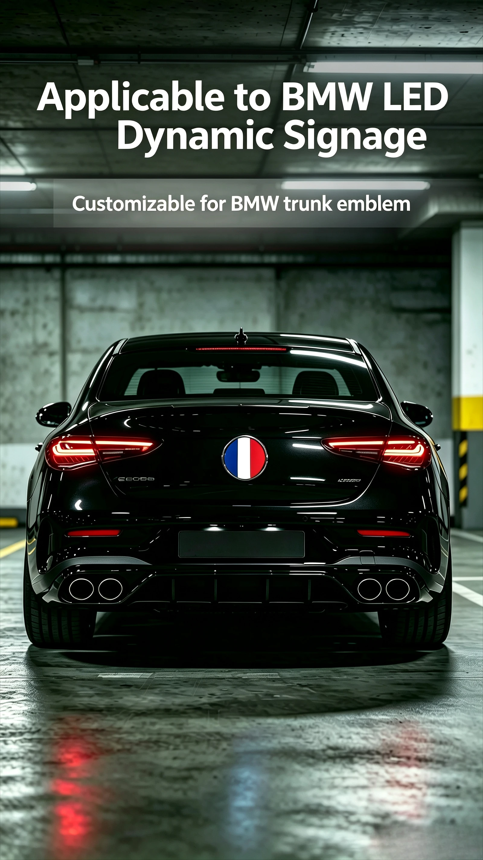 Dynamic LED car rear sign, customizable full-color car emblem lights suitable for smart screen logos of BMW series modifications