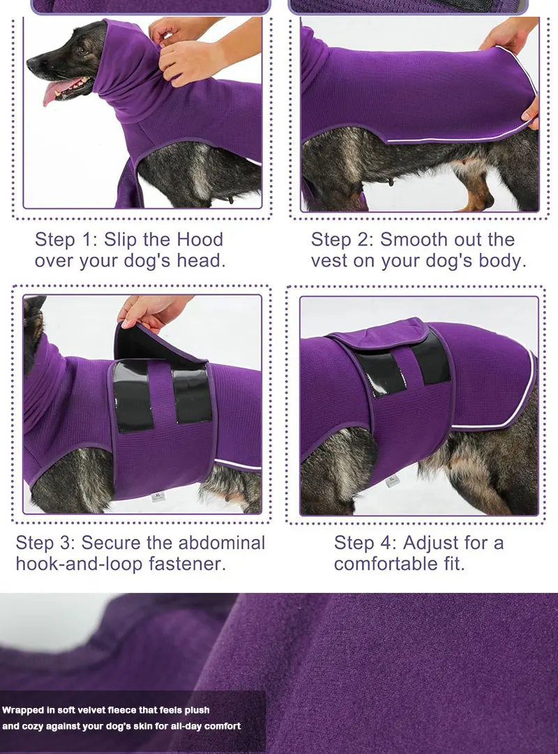 Bestseller Beruhigungs-Jacke für Hunde, Angst-Linderungsweste nach dem Kastrations- bzw. Neutungsprozess, Multifunktionale Kopfbedeckung für Kleine und Mittelgroße Hunde – Detail 8