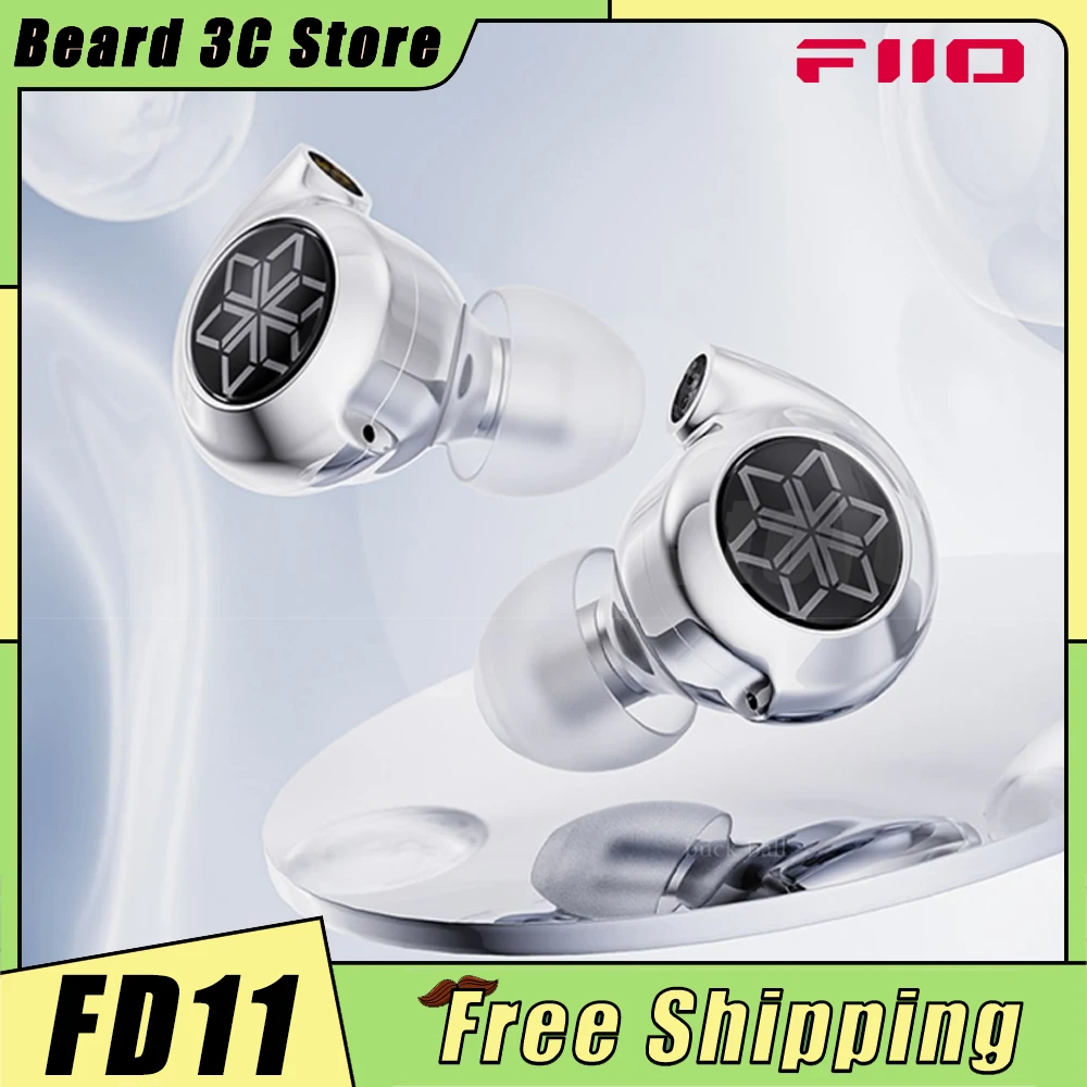 Fiio FD11 Wired In-Ear Earphones HiFi 10mm Dynamic Driver Monitor Earbuds Replaceable Cable High-Fidelity Music Earphone Custom