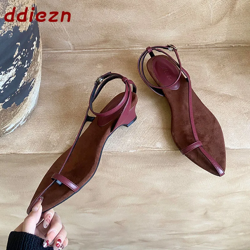 

Summer New 2026 Fashion Open Toe Women Low Heel Wedges Sandals Shoes Ankle Strap Sexy Ladies Heeled Sandals Female Wedge Shoes