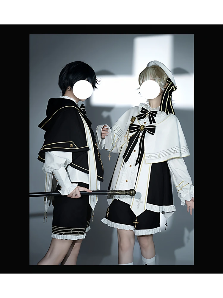 Original Lolita Cosplay Prince Costume French Court Style Retro Halloween Cos Outfits Long Sleeve Shirt Shorts Cape 3-Piece Set
