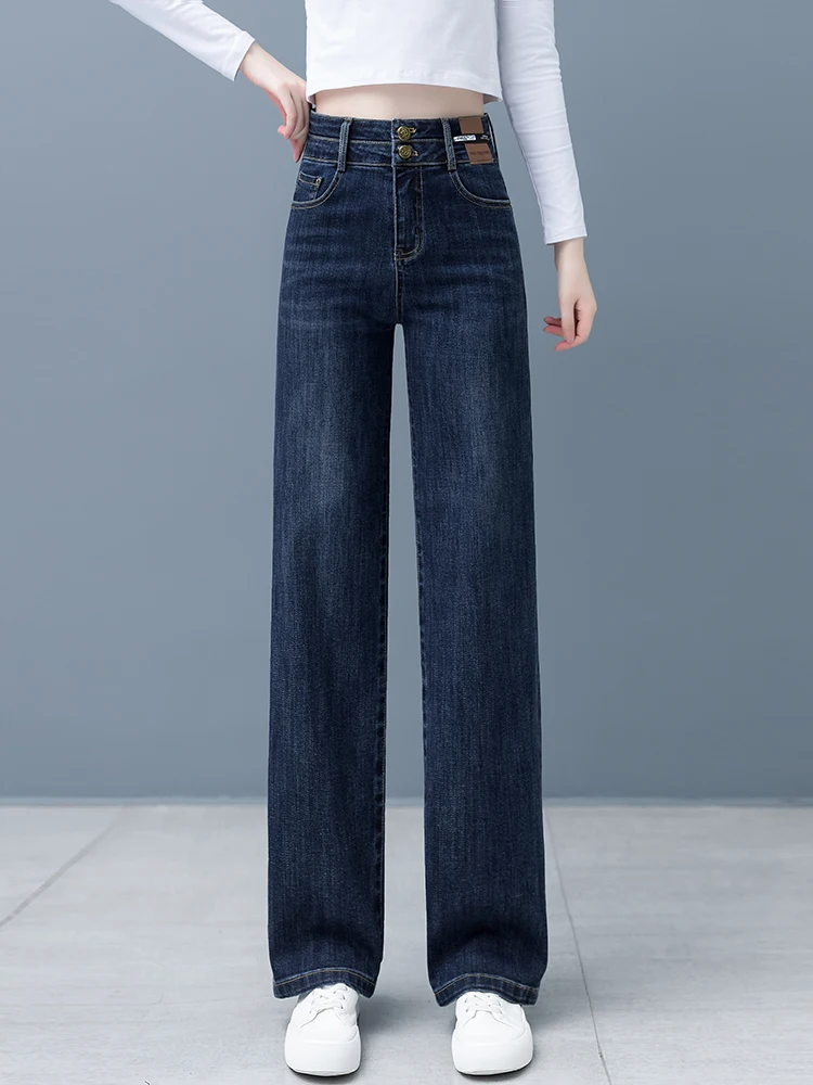 

High Waist Straight Leg Denim Jeans Women's Spring Autumn 2026 New Retro Loose Slimming Wide Leg Pants Casual Loose Fit
