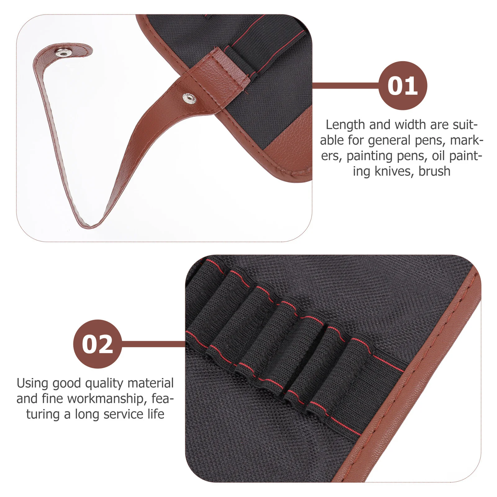 2 Buah Kotak Pensil Kanvas Desain Gulung Multi-saku untuk Alat Sketsa Kuas Lukis Kantong Tempat Alat Tulis Sekolah