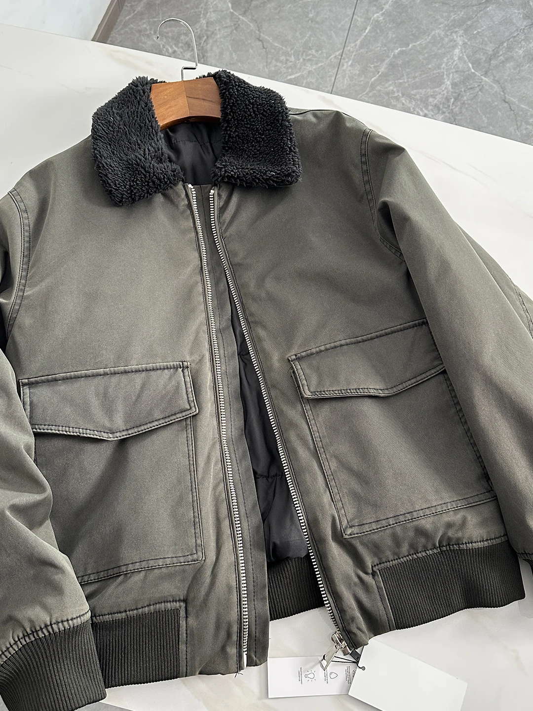 

Утепленная хлопковая куртка для мужчин, рабочая одежда для активного отдыха, зимнее пальто с воротником из овечьей шерсти, теплая повседневная куртка на молнии, цветная