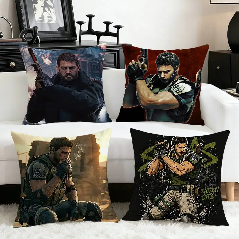Chris Redfield Resident Evil   Various Sizes Square Pillow Case For Car Home Bedchamber Decor
