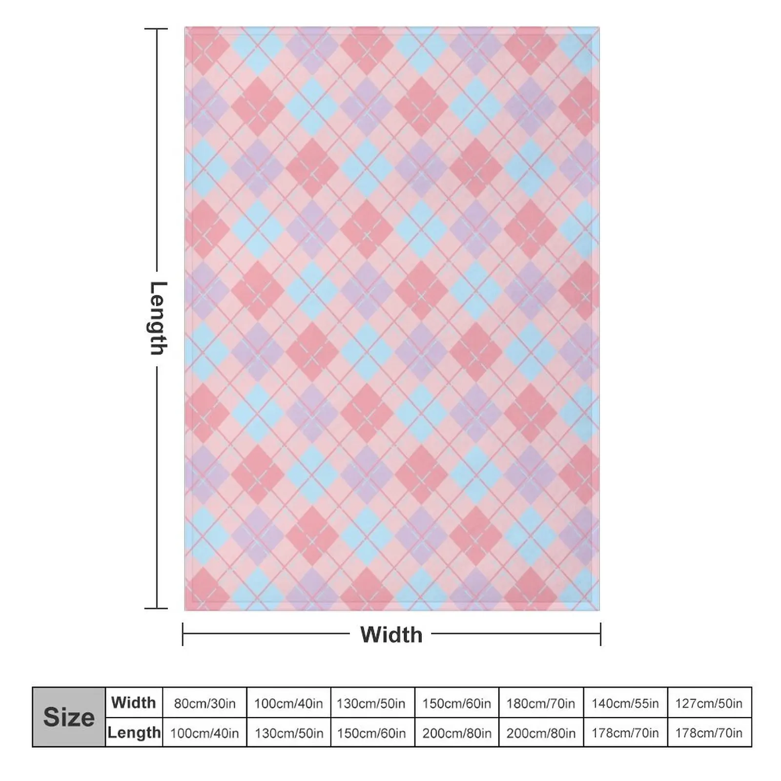 Pink Argyle Pattern Throw Blanket decorative Bed Blankets