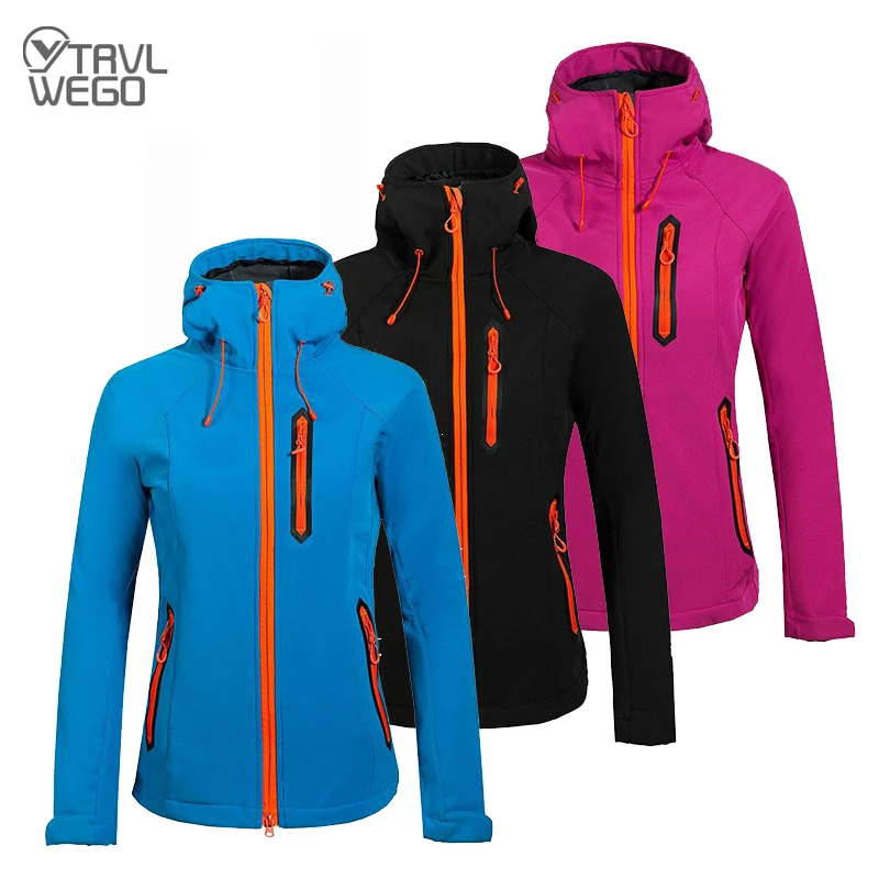 

TRVLWEGO Soft Shell Jacket Hiking for Women Waterproof Climbing Coat Warm Fleece Clothing Camping Trekking Outdoor Travel Winter