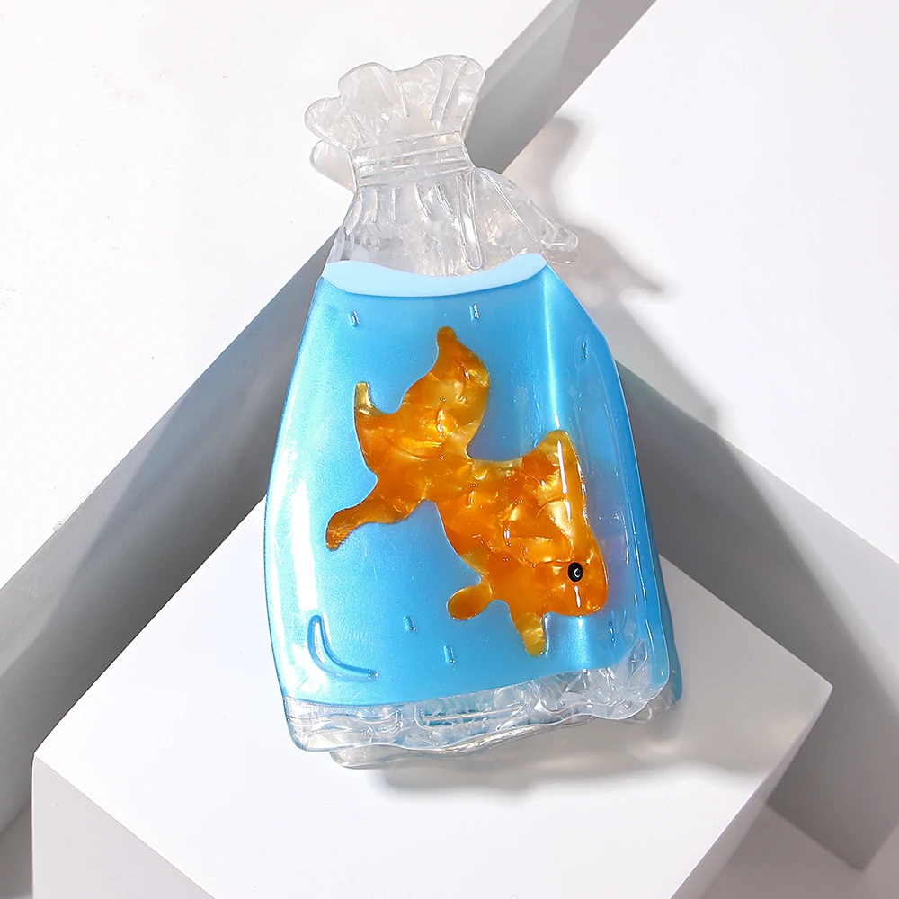 

Blue Fish Printed Vacation's Gifts Hair Clip Claw For Women Girls New Acetate Hairpin Barrettes Fixed Ponytail Hair Accessories