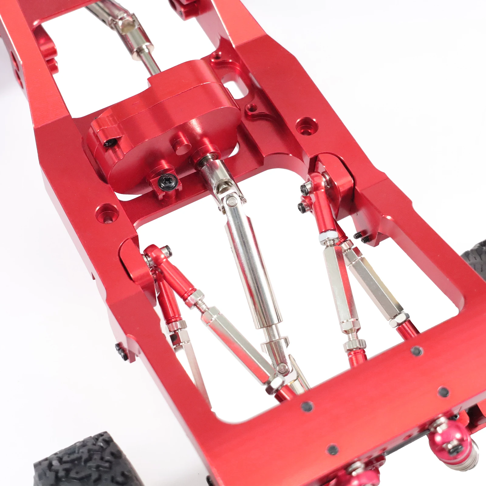 Zestaw do tuningu modelu MN82 serii RC Cars LC79: modyfikacja zawieszenia, zmiana sprężyn piórowych tylnej osi, tylny czterozawiesiowy układ, mocowanie drążka kierowniczego.