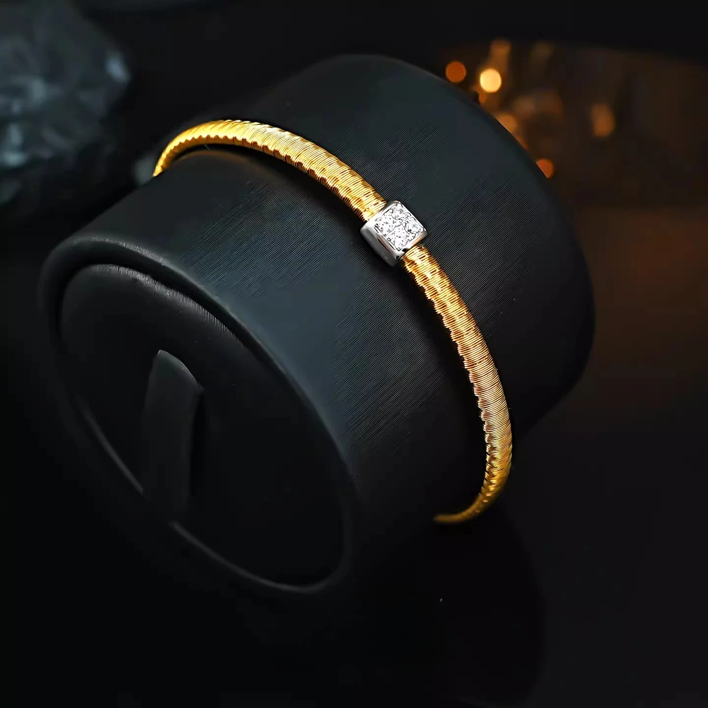 925 silver gold string soft bracelet with Italian gold wire weaving, high-end and fashionable INS style jewelry