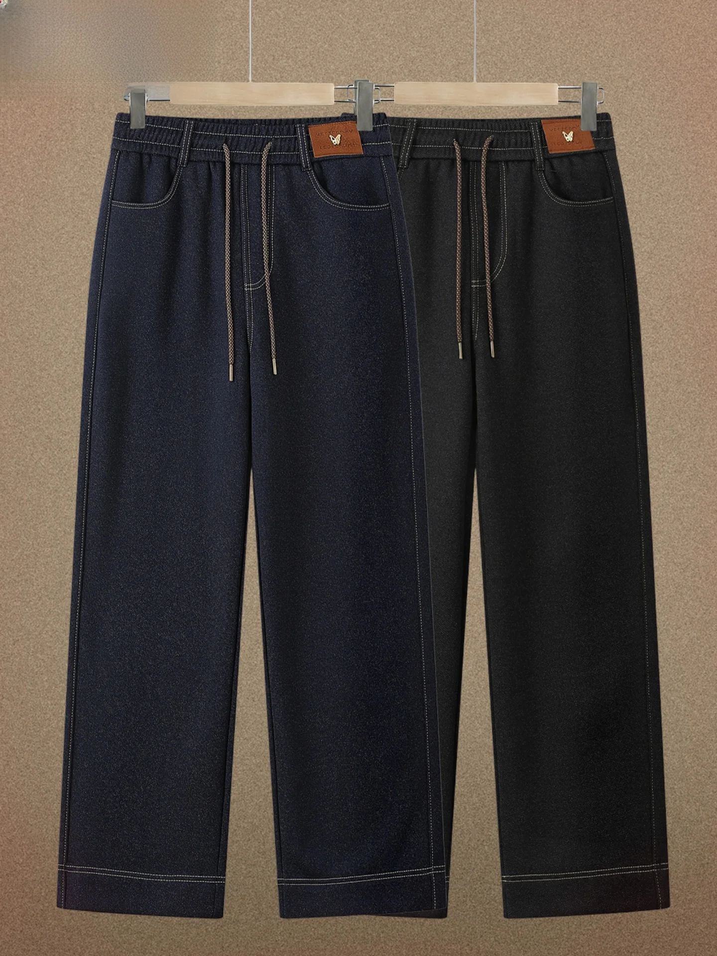 

Casual Mom Jeans High Waist Wide Leg Denim Pants Straight Cut Elastic Waist Long Trousers for Middle-Aged And ly Women