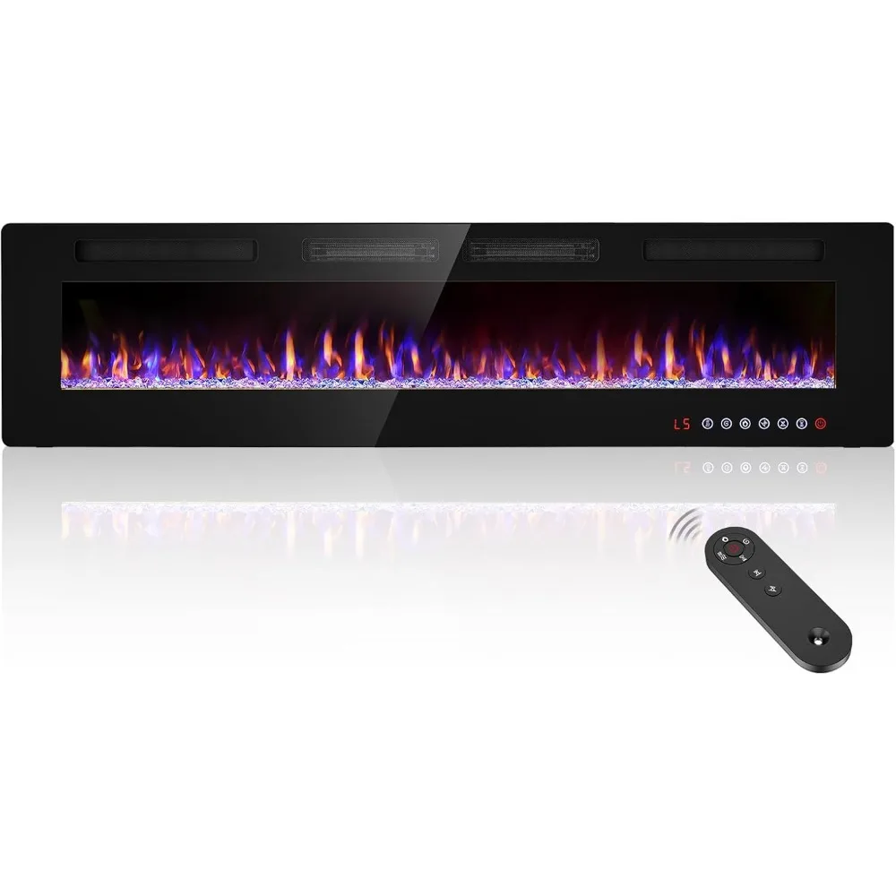 

72” Recessed and Wall Mounted Fire Places Electric Fireplace with Remote Control, Toucn Screen