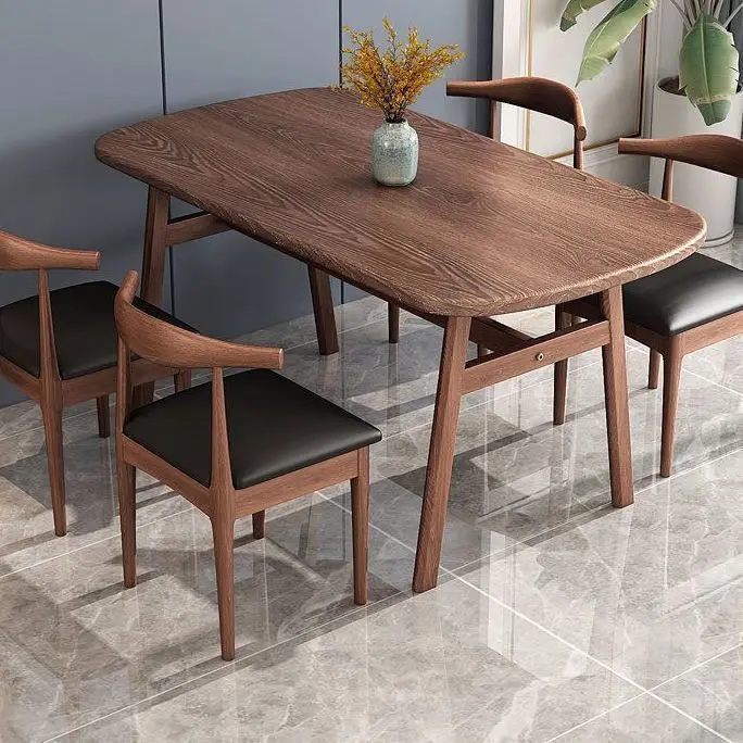 

Nordic dining table household simple light luxury chair combination imitation solid wood eating table rectangular