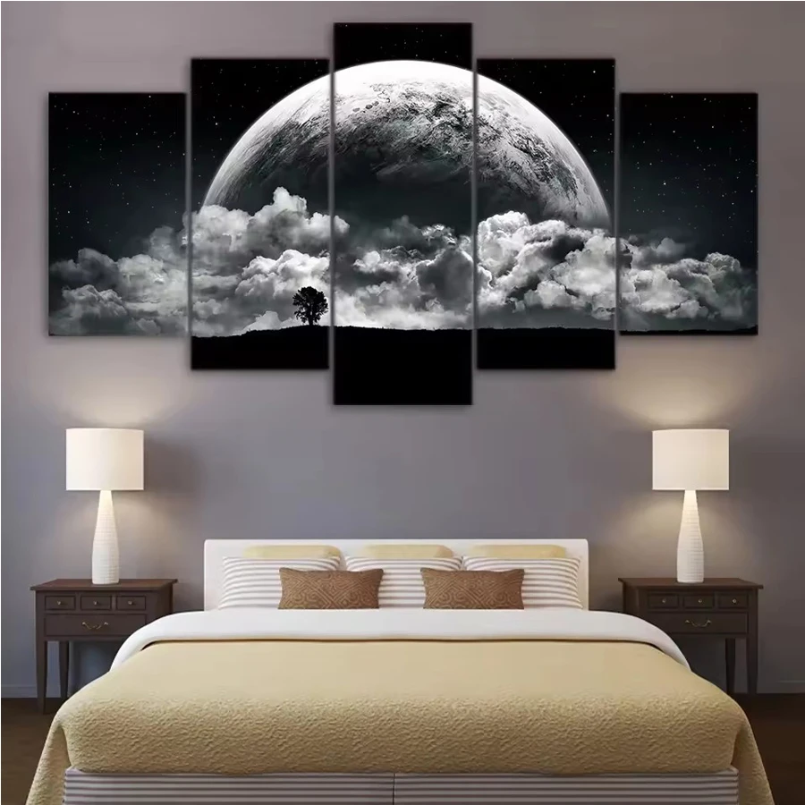 

5 pcs Modern Planet full diamond Painting Earth Wall Art Pictures black and white art diamond embroidery mosaic Home Decor gift