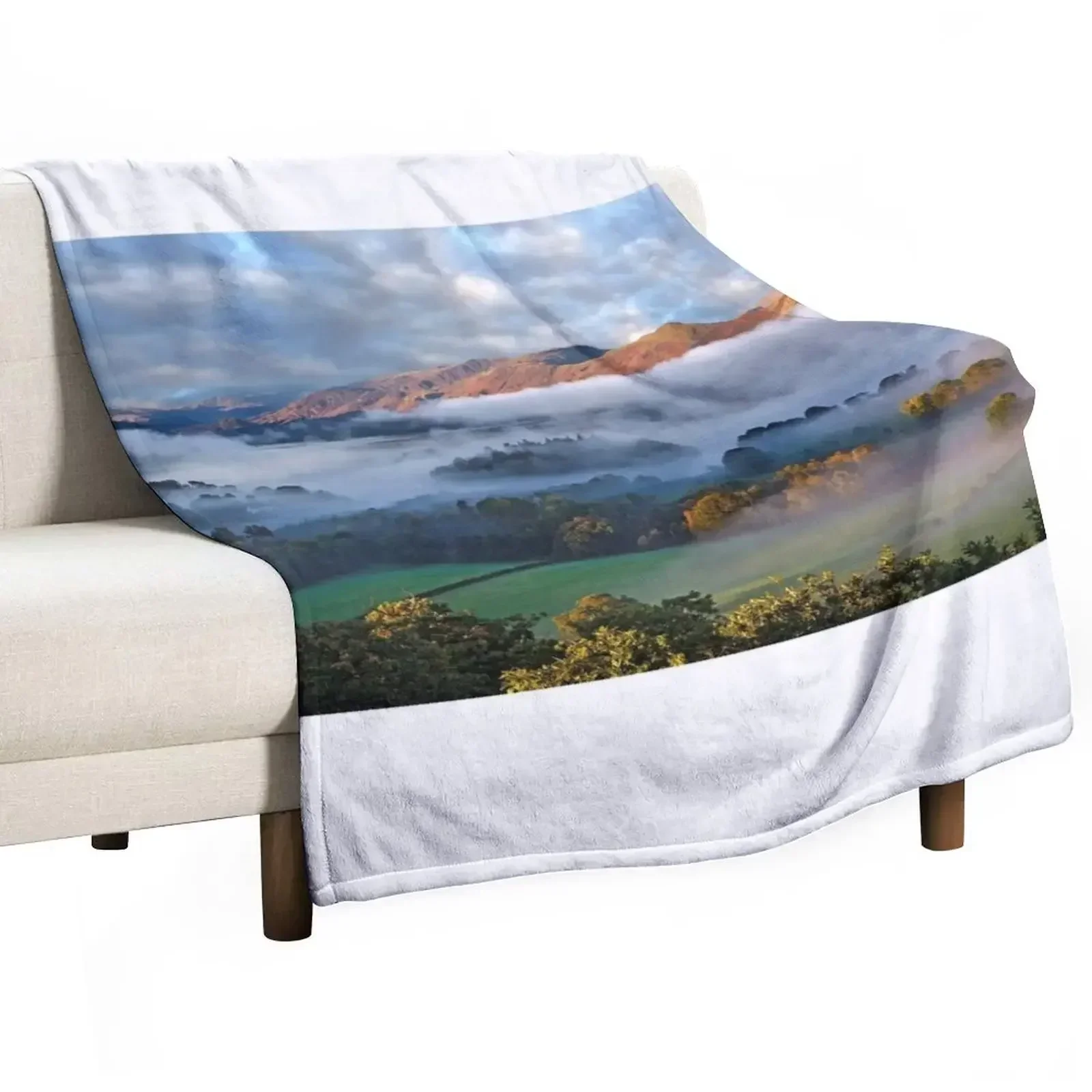 Mists on Derwentwater and Catbells in the English Lake District Throw Blanket Baby for winter Blankets