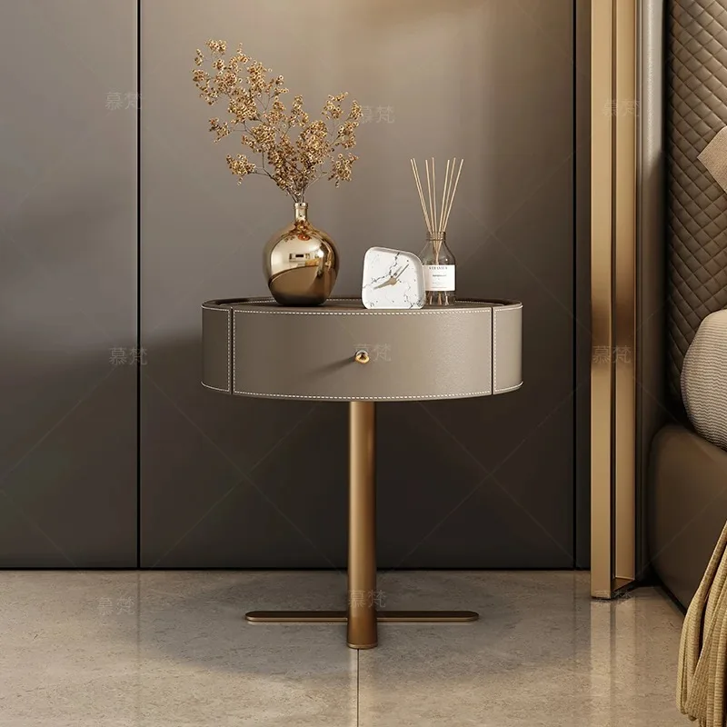 

Accent Aesthetic Nightstand Storage Vintage Simple Leather Bedside Table Creative Modern Mesa De Noche Chinese Style Furniture