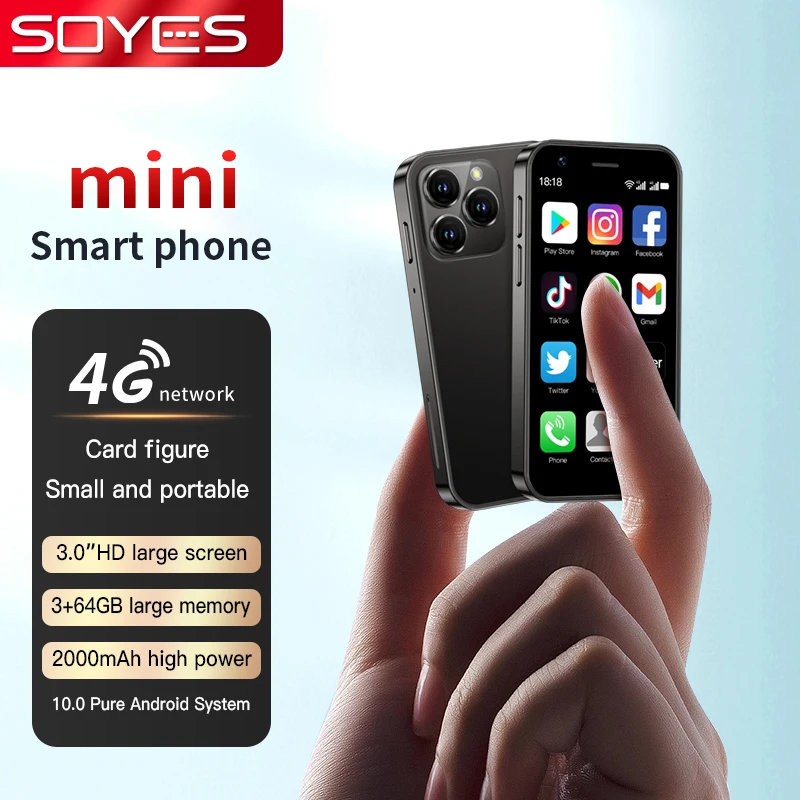 ONEMYTH XS16 Mini Smartphone 3.0'' Screen Quad Core 2000mAh LTE 4G Dual SIM Type-C Android 10.0 Small Mobile CellPhone