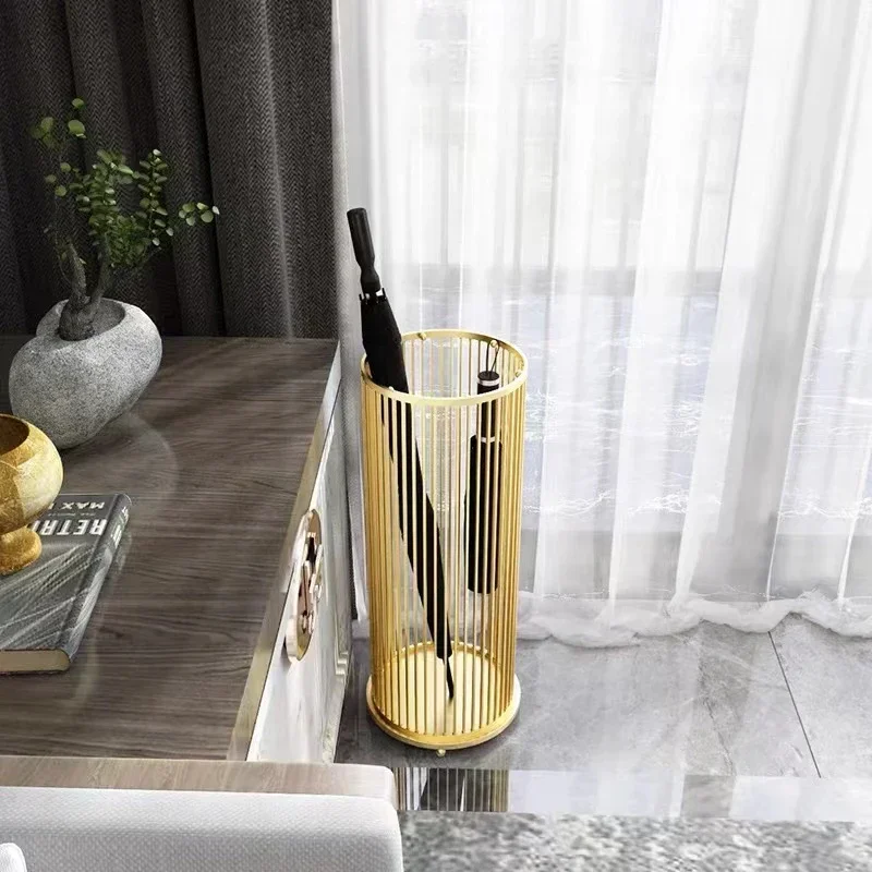 Luxury Metal Umbrella Stand Portable Gold Holder Basket Custom Paraguero for Home and Office Stylish Rain Storage