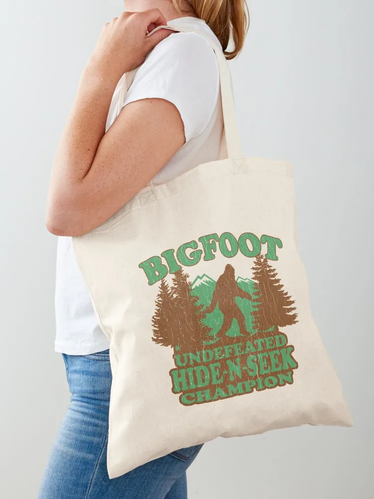 Bigfoot Hide N Seek Champion (vintage distressed) Tote Bag bag for beach tote bag men eco folding Candy bags Canvas Tote