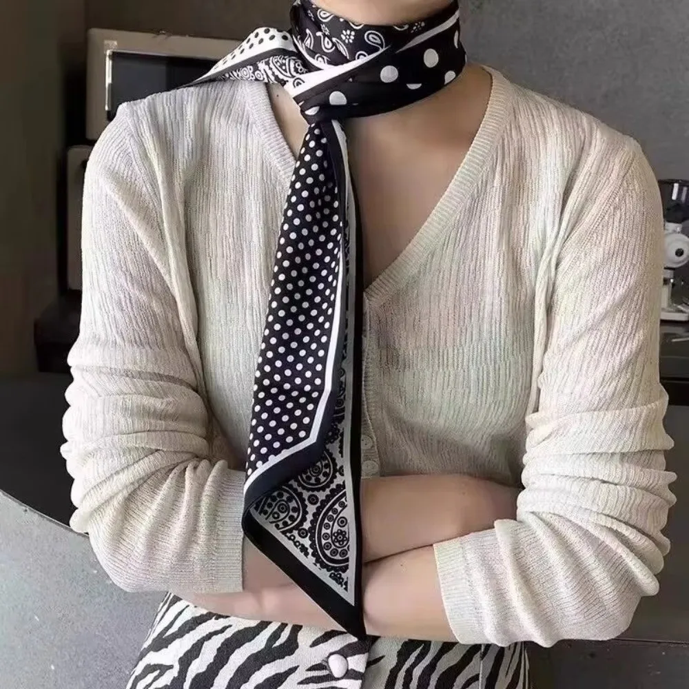 140*6cm Long Narrow Scarf Decorative Fashion Accessories Trendy Neckerchief Multi-Function Bag Tie Decoration For Women Gift