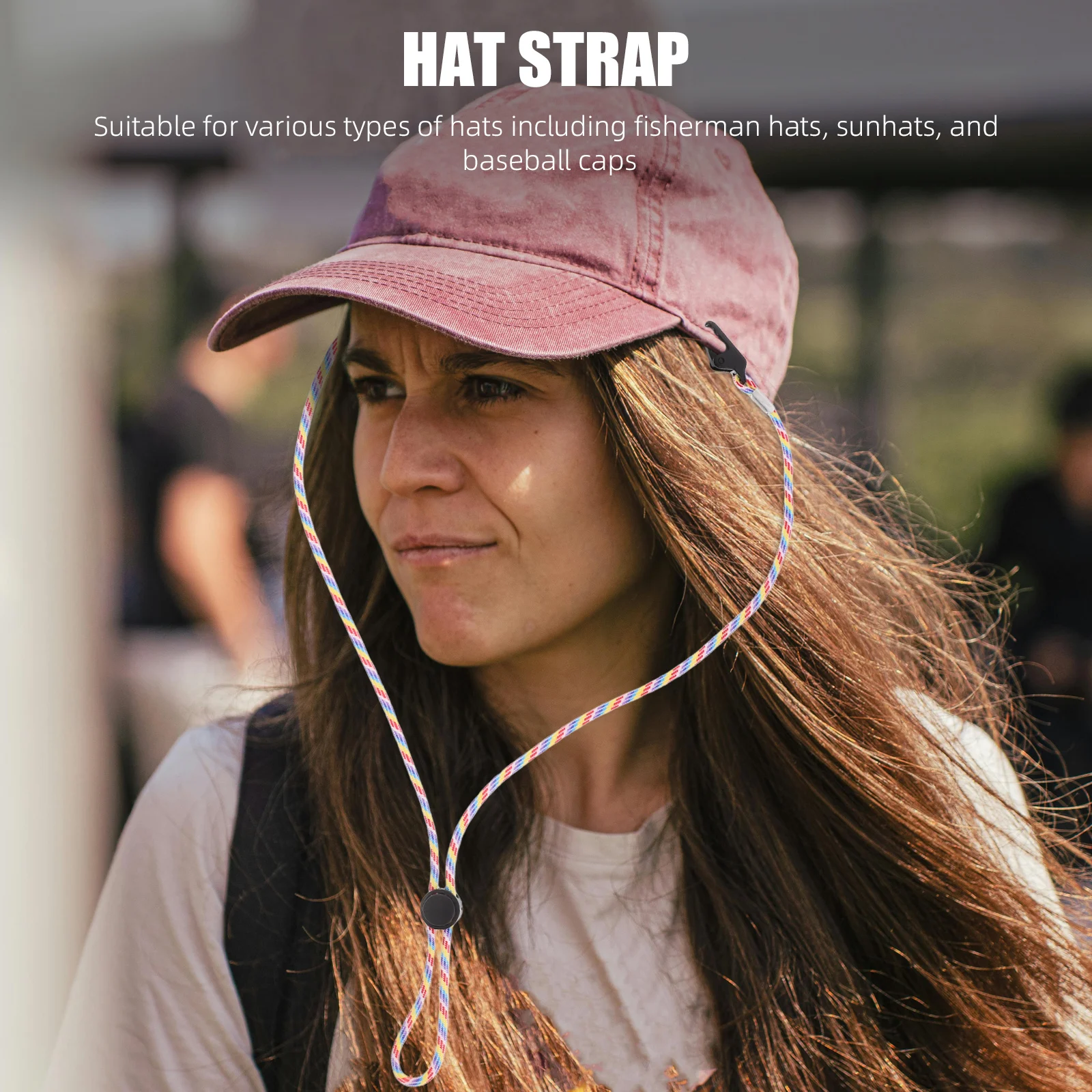 

10Pcs Hat Strap Windproof Adjustable Elastic Chin Cord for Fishing Boating Outdoor Activities Hat Retainers Buckle