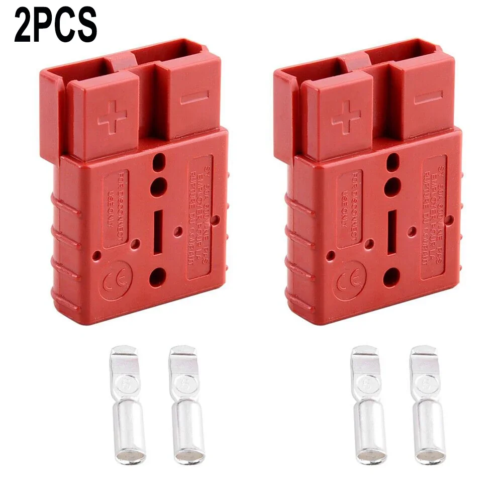 2Pcs  Double Pole With Copper Contact Power Connectors 50 AMP 600V Charging Plug For Anderson Plug Cable Terminal Battery Power