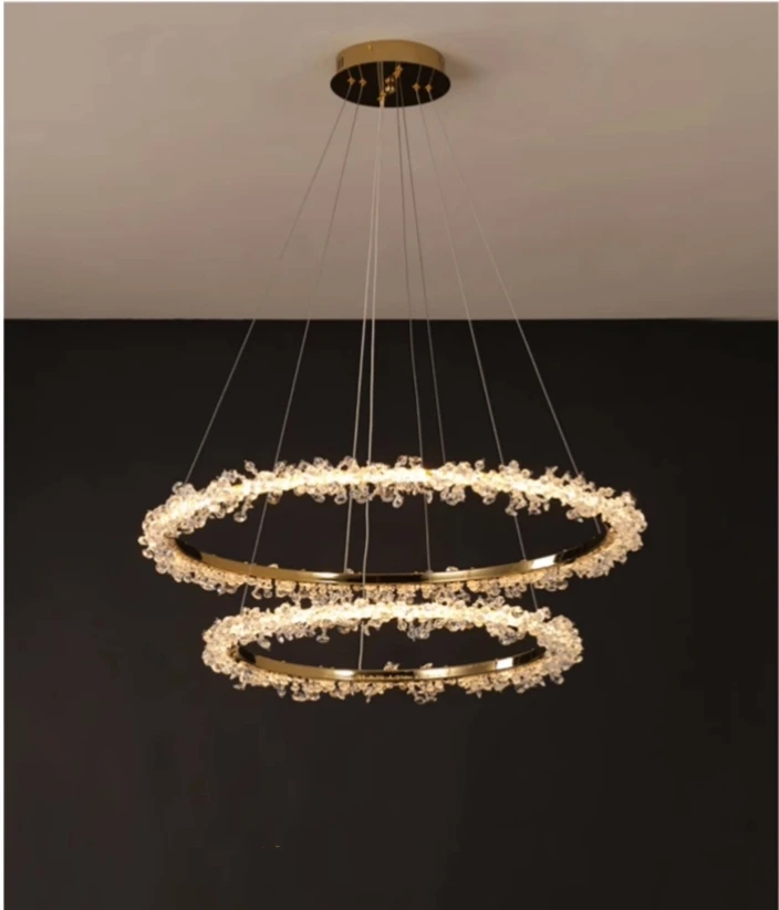 Crystal Dimmable Pendant Light Living Room Circle