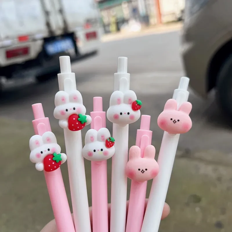36pcs Cute Strawberry Rabbit Press  dant Writing  Cartoon Neutral  Press  0.5 Student Brush Question