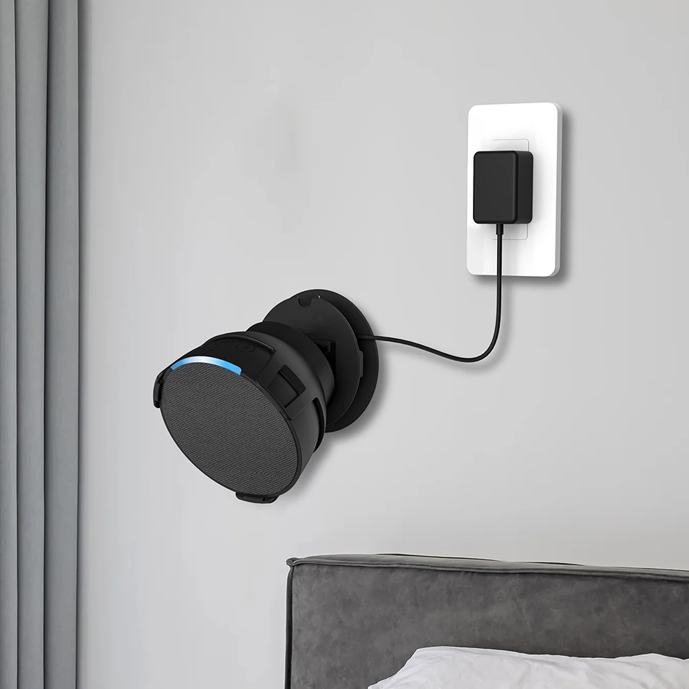 An der Wand montiertes Lautsprecherbox-Aufbewahrungsregal, platzsparende Lautsprecherhalterung, verhindert Herunterfallen. Integriertes Kabelmanagement für Amazon Echo Pop