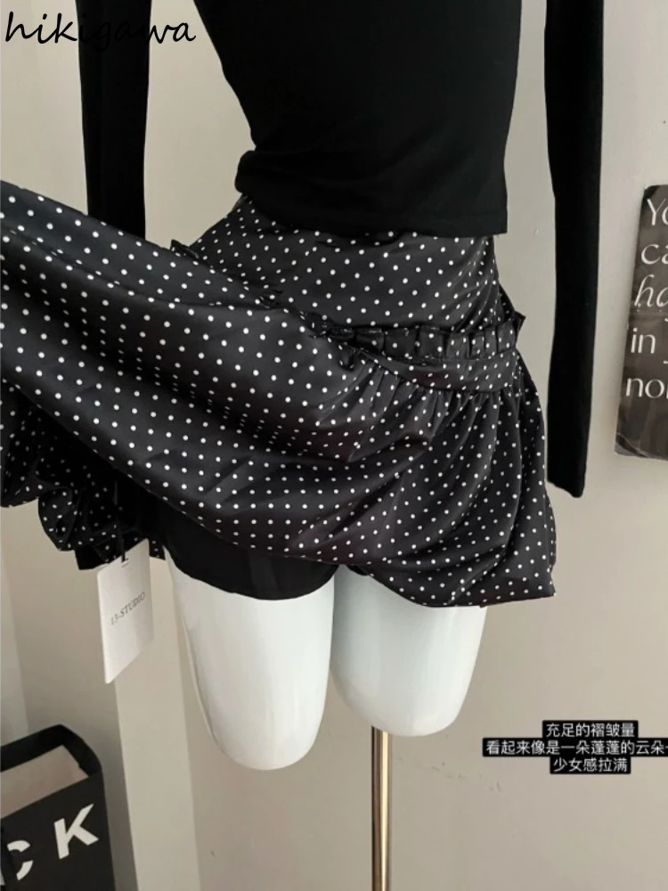 Vintage polka dot saia feminina 2025 faldas mujer moda doce coreano jume cintura alta verão saia túnica a linha mini saias 7o562