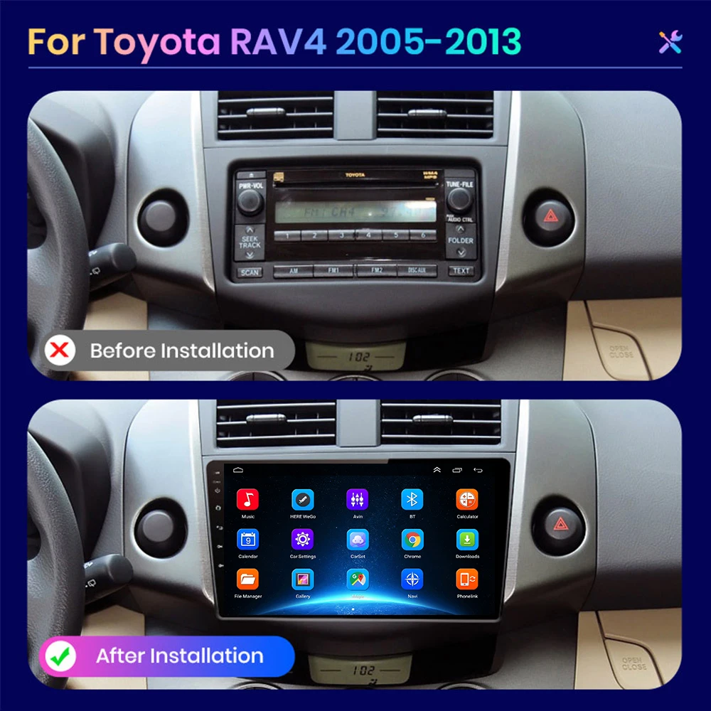 Android Car Radio Carplay for Toyota RAV4 Rav 4 2005-2013 Multimedia Video Player 2Din DSP Navigation GPS 4G Net WIFI Stereo DVD