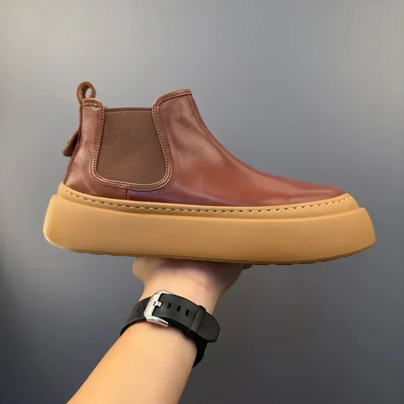 

2025 New Leather Retro Horse Leather Men's Boots Casual Platform Trendy Short Boots Fashionable Men's Shoes Gift