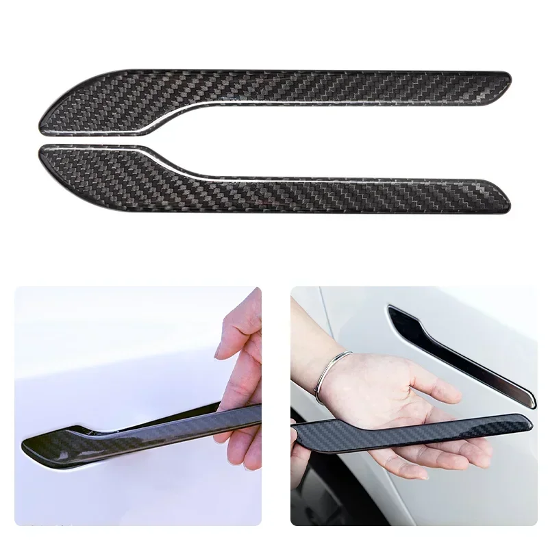 4Pcs/Set For Tesla Model 3 Y Carbon Fiber ABS Styling Premium Durable Accessories Model3 2021 Car Door Handle Cover Protector