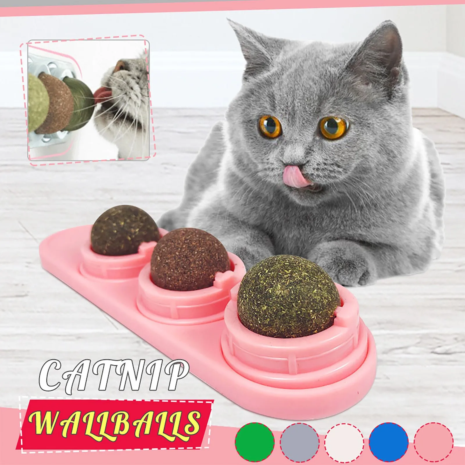 

Cat Catnip Ball Rotating Interactive Teething Pet Toy Cat Play Accessory Catnip Infused Rotatable Chew Pet Activity Ball