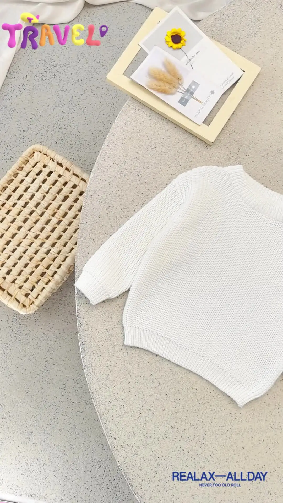 Suefunskry, suéter tejido de manga larga para bebé recién nacido, niña y niño, suéter liso suelto, Tops informales, ropa para niños de 3M a 5 años