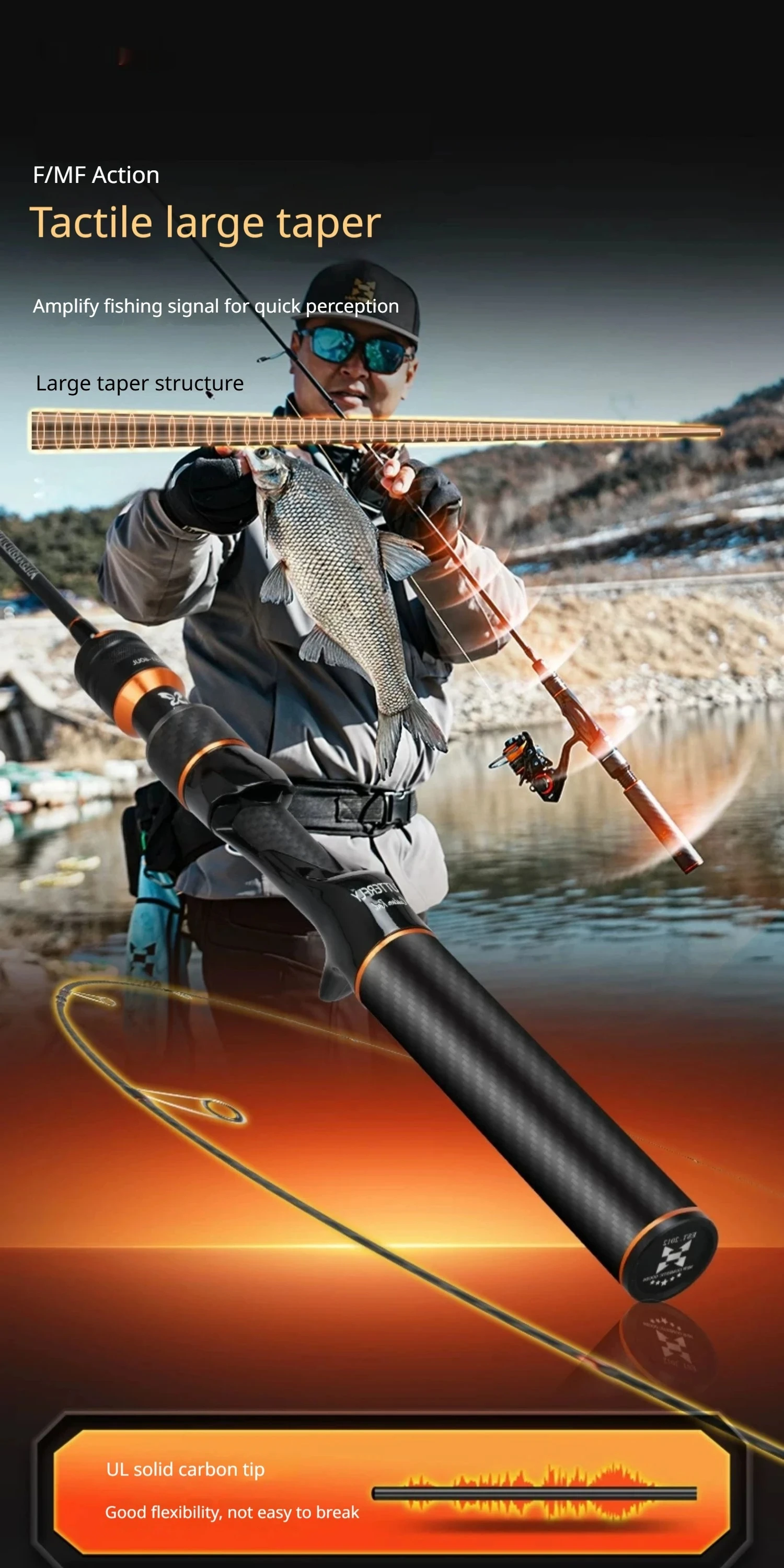 Tragbare Reise-Angelrute 4+1 Segmente 46cm Spinn- und Casting-Mikro-Angelrute Angelzubehör – Detail 10