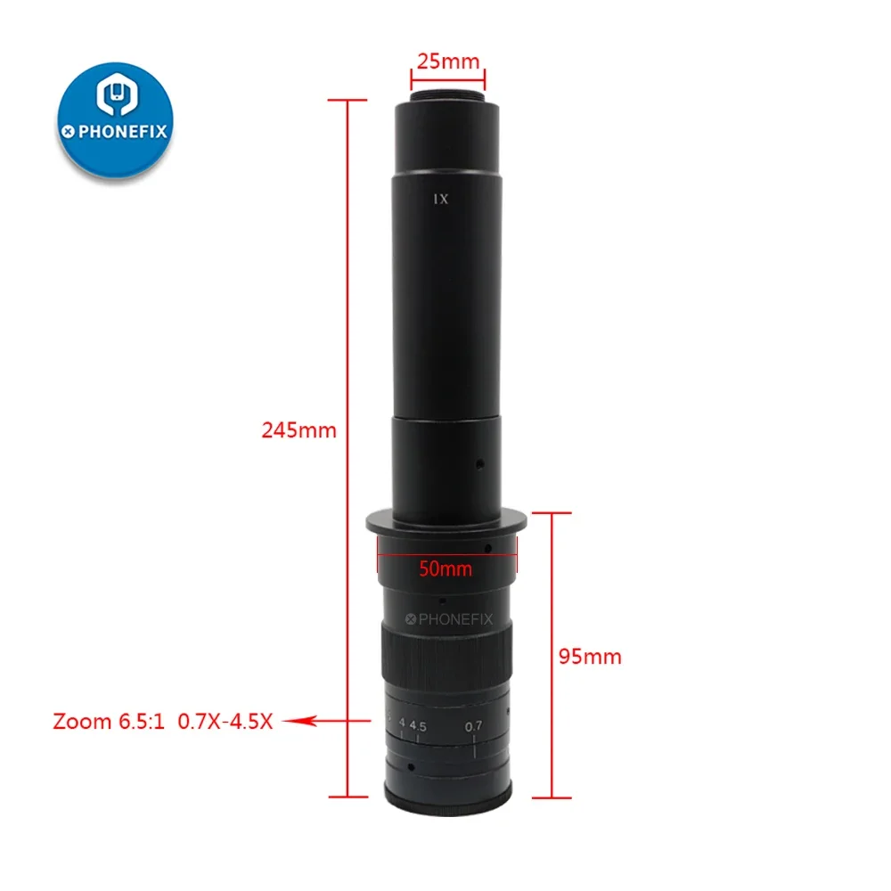 Imagem -05 - Microscópio de Ampliação Ajustável Zoom Lente c Mount Câmera de Vídeo Usb Hdmi Vga Industrial 120x 130x 180x 200x 300x 0.7x4.5x