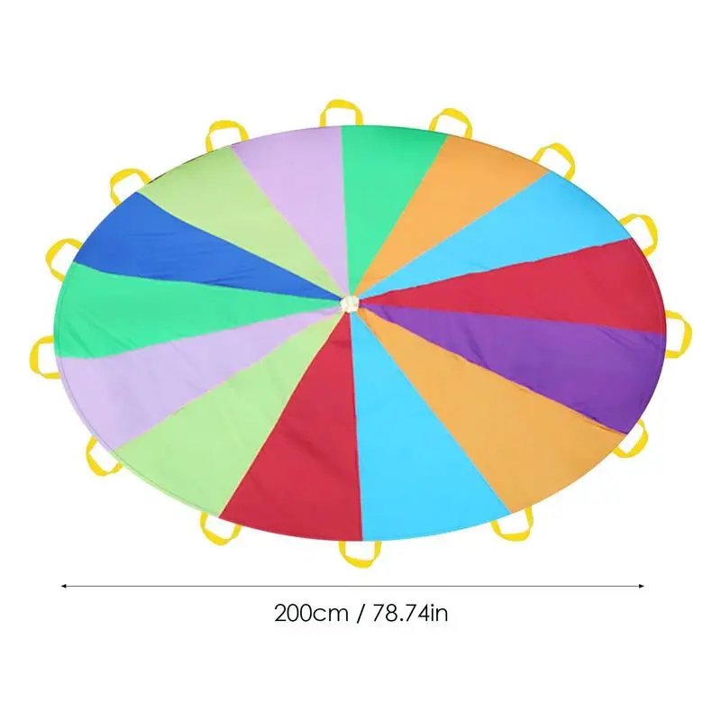 Bermain parasut dengan pegangan kain parasut mainan untuk anak-anak Diameter 6.56/9.84 kaki warna pelangi parasut tenda kelompok mainan tim