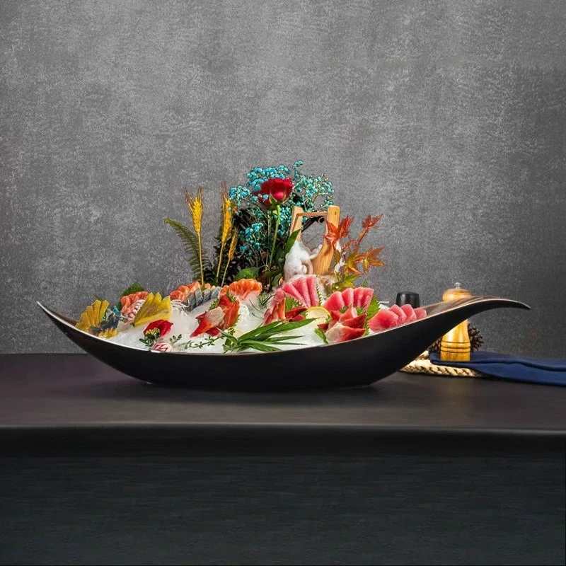 Restaurant Seafood Salmon Sashimi Plate Ceramic Conch-Shaped Platter Hotel Japanese Cuisine